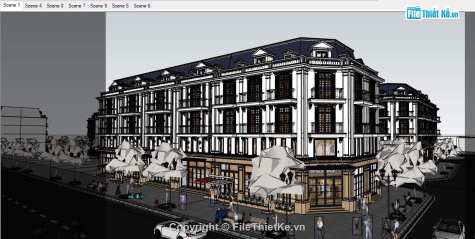 Sketchup nhà nghỉ,khách sạn sketchup,file su khách sạn,model sketchup khách sạn